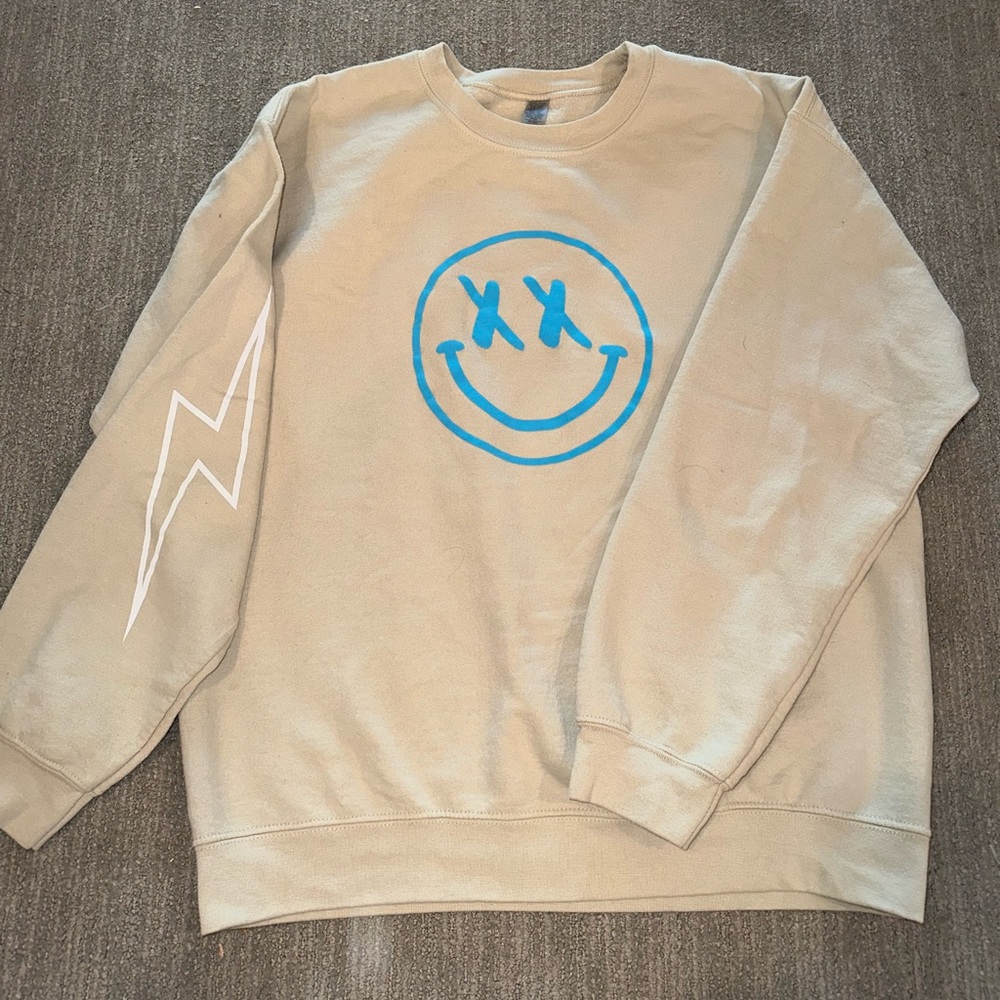 Smiley Sweatshirt with Lightning Bolts
